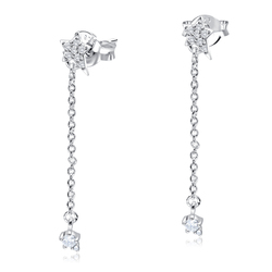 Shining Star CZ Stone With Chain Drop Earring Stud STS-5547